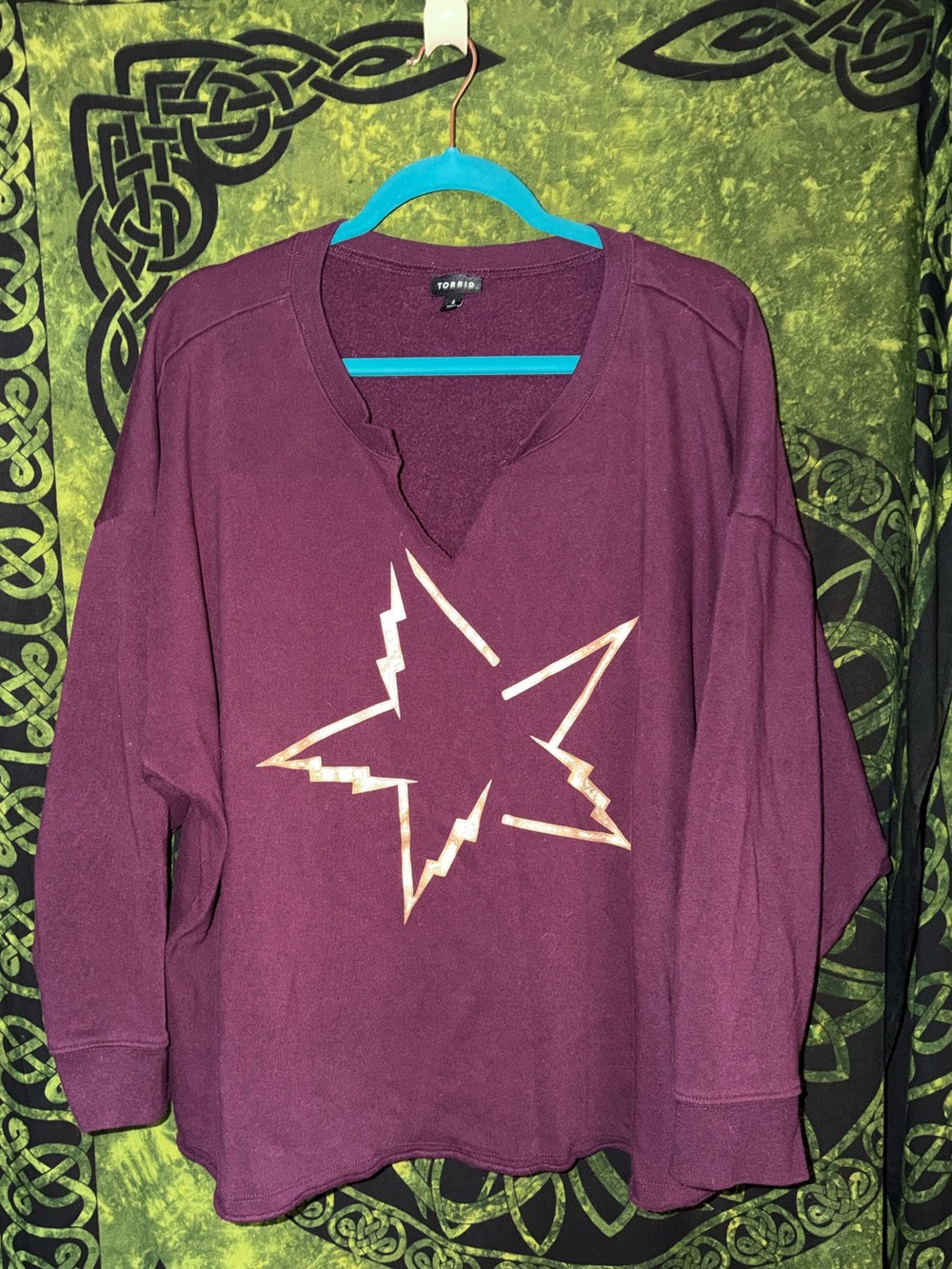 Torrid Wine Star Graphic Sweatshirt with Metallic Accent